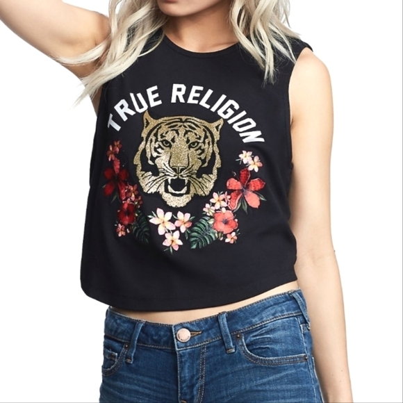 NWT. True Religion crossback tiger tank Size Small - Picture 1 of 8